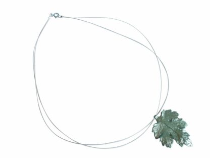 Collier/Juwelierdraht 925 Silber mit Chrysanthemenblatt Silber/grün
