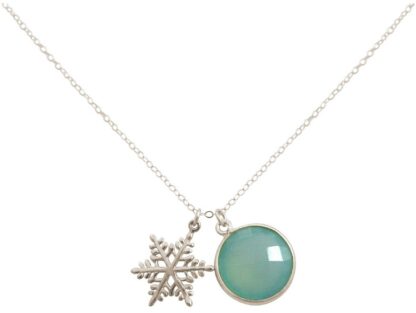 Collier mit Schneeflocke und Smaragd 925 Silber/vergoldet