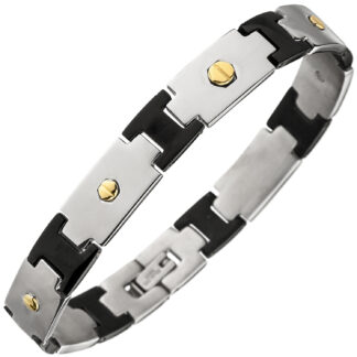 Edelstahl-Armband PVD schwarz und gelbgoldfarben