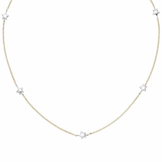 Collier "Sterne" bicolor 375 Gelb-/Weißgold