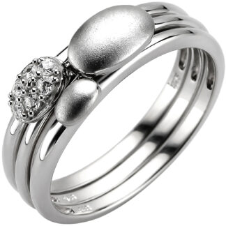 Ring 3-bahnig 925 Silber mit 6 Zirkonia weiß Kreativ-Design