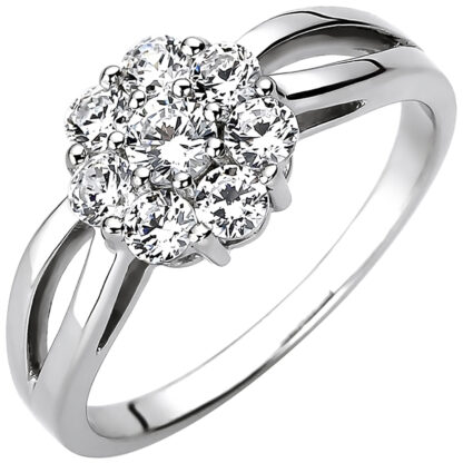 Ring "Edelstein-Blume" 925 Silber mit Zirkonia weiß