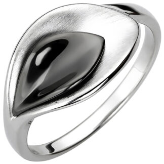 Ring "Tropfen" 925 Silber/schwarz teilrhodiniert