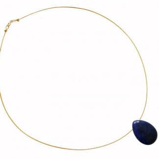 Collier/Juwelierdraht vergoldet mit Lapis Lazuli Tropfen