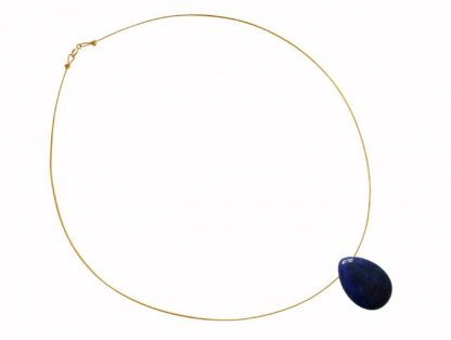 Collier/Juwelierdraht vergoldet mit Lapis Lazuli Tropfen