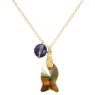 Collier vergoldet mit "Fisch" und Kugel violett SWAROVSKI ELEMENTS®