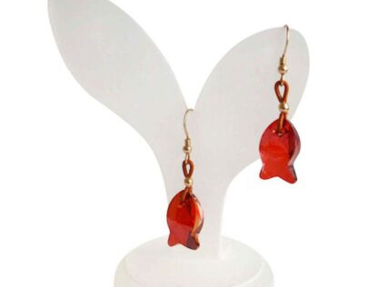 Ohrhaken "Fisch" vergoldet mit SWAROVSKI ELEMENTS® rot