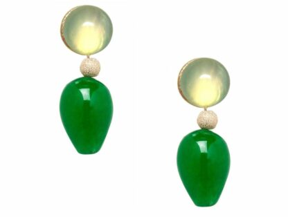 Ohrstecker 925 Silber/vergoldet mit Chalcedon und Jade grün