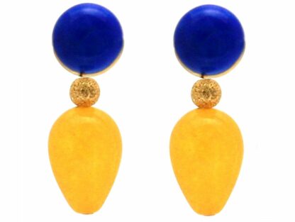 Ohrstecker 925 Silber/vergoldet mit Lapis Lazuli und Jade-Tropfen gelb