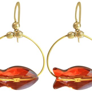 Ohrhaken vergoldet "Fische" rot SWAROVSKI ELEMENTS®