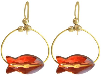 Ohrhaken vergoldet "Fische" rot SWAROVSKI ELEMENTS®