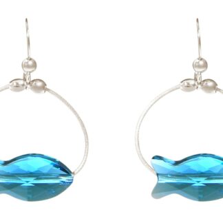 Ohrhaken 925 Silber "Fisch" blau mit SWAROVSKI ELEMENTS®