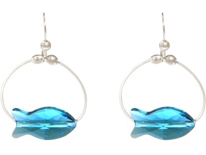 Ohrhaken 925 Silber "Fisch" blau mit SWAROVSKI ELEMENTS®