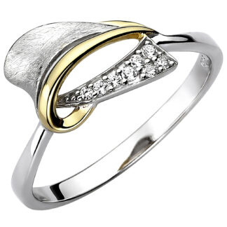 Ring FUTURA Design 925 Silber/teilvergoldet mit 8 Zirkonia weiß