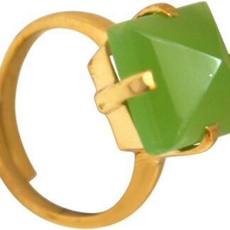 Ring 925 Silber/vergoldet mit Chalcedon grün