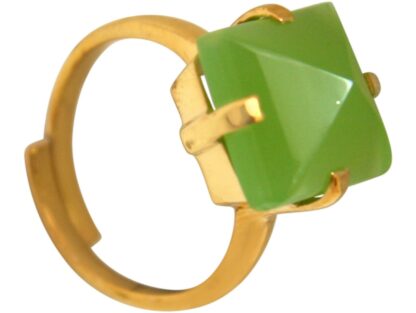 Ring 925 Silber/vergoldet mit Chalcedon grün