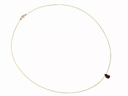 Collier/Juwelierdraht vergoldet mit Granat-Tropfen rot