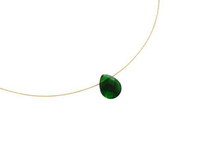 Collier/Juwelierdraht vergoldet mit Turmalin-Tropfen grün