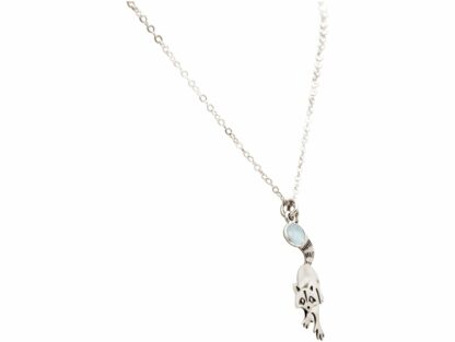 Collier 925 Silber mit Anhänger "Waschbär" und Chalcedon wasserblau