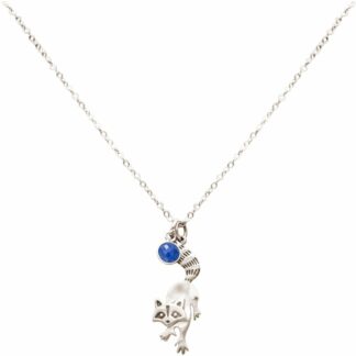 Collier mit Anhänger "Waschbär" und Blue Saphir 925 Silber