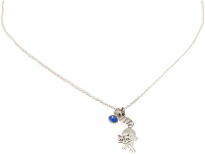 Collier mit Anhänger "Waschbär" und Blue Saphir 925 Silber