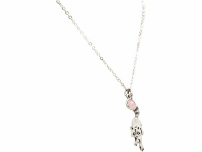 Collier 925 Silber mit Anhänger "Waschbär" und Rosenquarz
