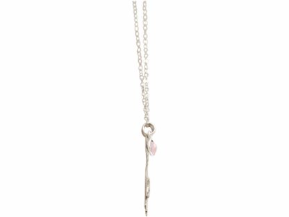 Collier 925 Silber mit Anhänger "Waschbär" und Rosenquarz