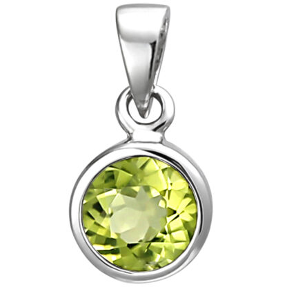 Anhänger rund 925 Silber mit Peridot ca. 7,4 mm