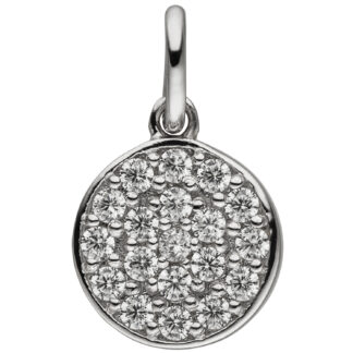 Anhänger 925 Silber mit 19 Zirkonia weiß Floral-Design