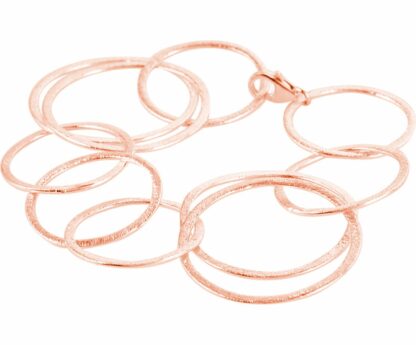 Glieder-Armband rund und texturiert 925 Silber/rosévergoldet