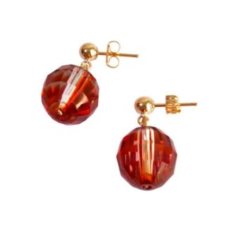 Ohrstecker vergoldet mit Chessboard-Kugel SWAROVSKI ELEMENTS® rot