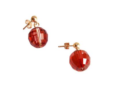 Ohrstecker vergoldet mit Chessboard-Kugel SWAROVSKI ELEMENTS® rot