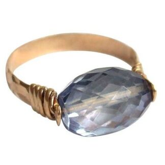 Spannring vergoldet mit Amethyst blau