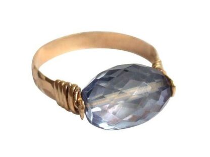 Spannring vergoldet mit Amethyst blau