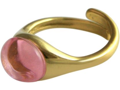 Ring flexibel 925 Silber/vergoldet mit Rosenquarz
