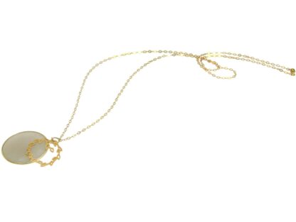 Halskette 925 Silber/vergoldet mit Mondstein grau und Floral-Motiv