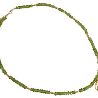 Collier 925 Silber/vergoldet mit Peridoten und "Rose" Bronze