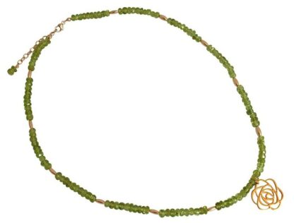 Collier 925 Silber/vergoldet mit Peridoten und "Rose" Bronze