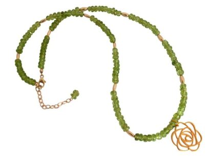 Collier 925 Silber/vergoldet mit Peridoten und "Rose" Bronze