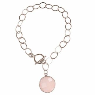 Glieder-Armband 925 Silber mit Rosenquarz