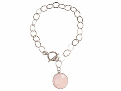 Glieder-Armband 925 Silber mit Rosenquarz