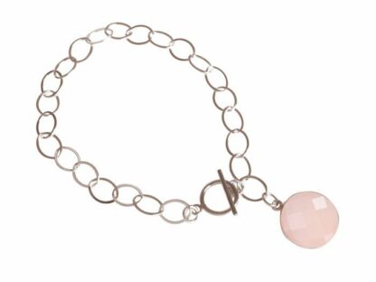 Glieder-Armband 925 Silber mit Rosenquarz