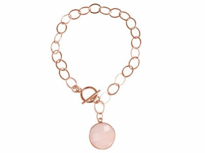 Glieder-Armband 925 Silber/rosévergoldet mit Rosenquarz