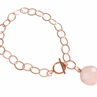 Glieder-Armband 925 Silber/rosévergoldet mit Rosenquarz