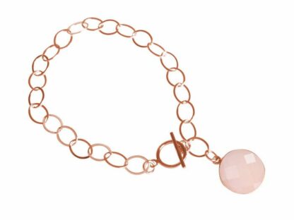 Glieder-Armband 925 Silber/rosévergoldet mit Rosenquarz