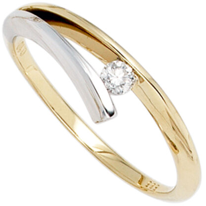 Ring "Twist" 585 Weiß-/Gelbgold mit Brillant 0.10 ct.