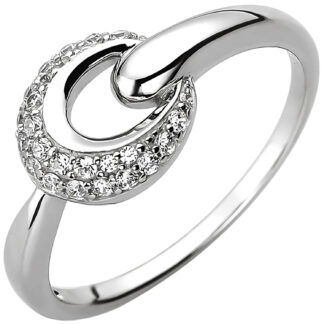 Ring oval 925 Silber mit 25 Zirkonia weiß