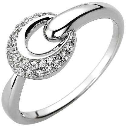 Ring oval 925 Silber mit 25 Zirkonia weiß