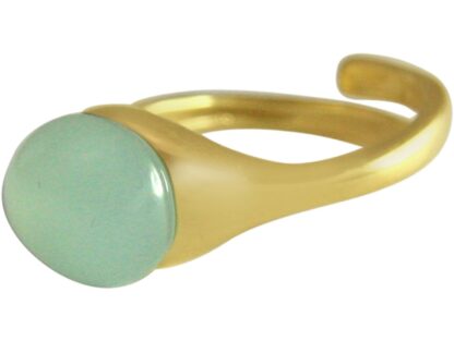 Ring flexibel 925 Silber/vergoldet mit Chalcedon meeresgrün
