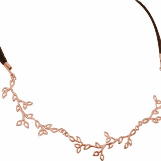 Collier "Zweig" 925 Silber/rosévergoldet und Leder schwarz